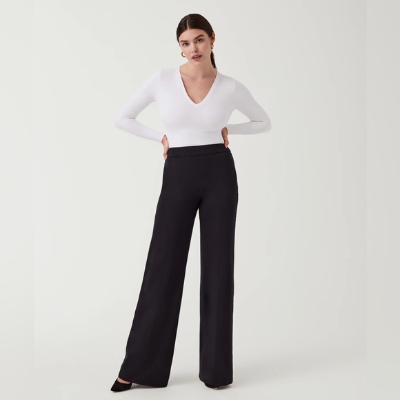SPANX Pants - NWT Spanx The Perfect Pant, Wide Leg Black Large Petite